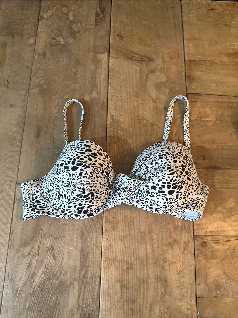 Victoria's Secret Black and White Animal Print Bikini Top